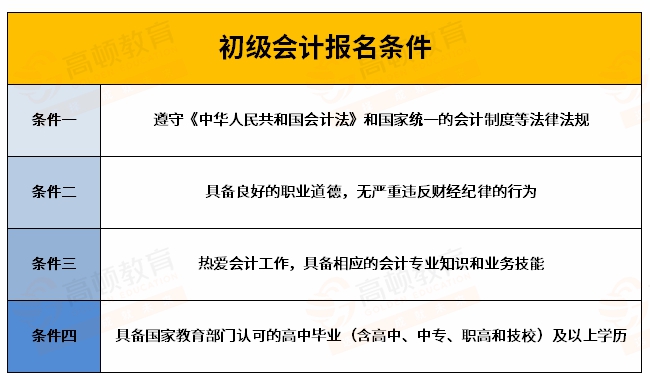 初级会计资格证报考条件