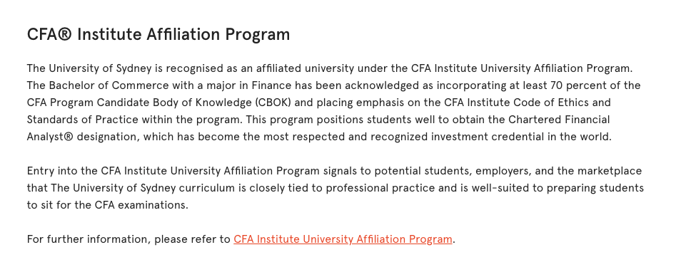 【重要通知】悉尼大學正式成為CFA協會認證合作大學！