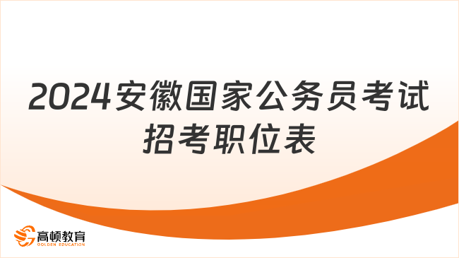 2024安徽國家公務員考試招考職位表