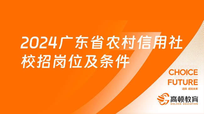 2024广东省农村信用社校招岗位及条件