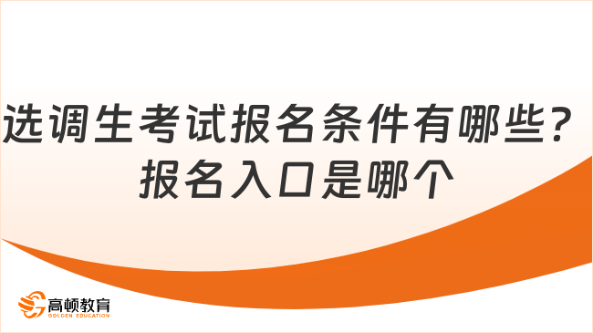 選調生考試報名條件有哪些？報名入口是哪個