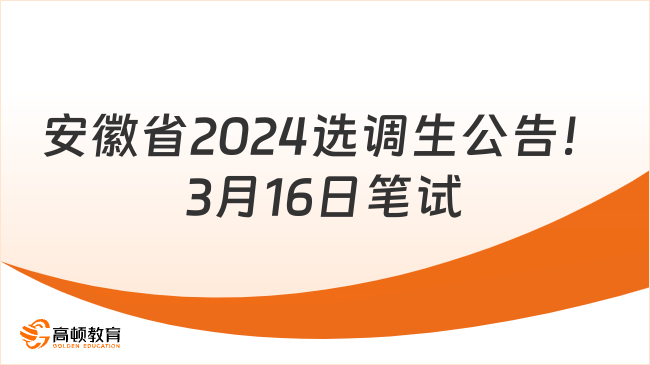 安徽省2024选调生公告！3月16日笔试！