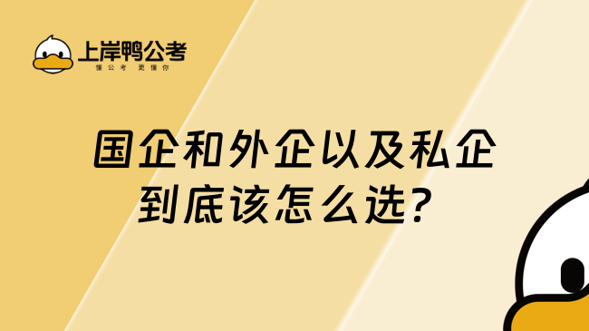 國企和外企以及私企到底該怎么選？