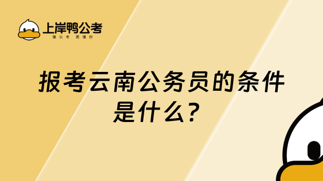 报考云南公务员的条件是什么？需要满足这些条件！