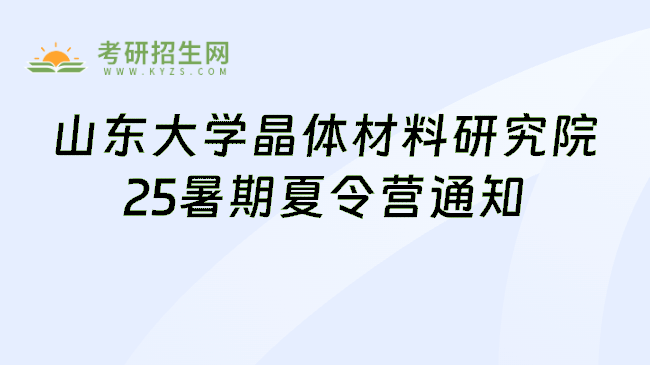 山东大学晶体材料研究院25暑期夏令营通知